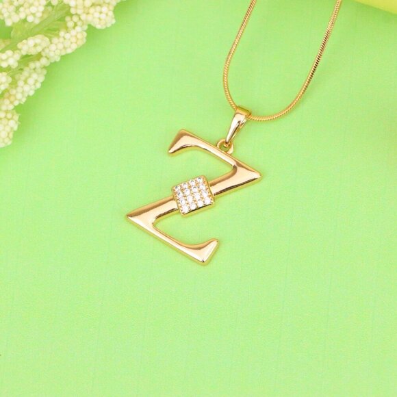 "Rose Gold Z Initial Pendant with CZ Accents Stylish Jewelry, XPPT1437 - Picture 9 of 10